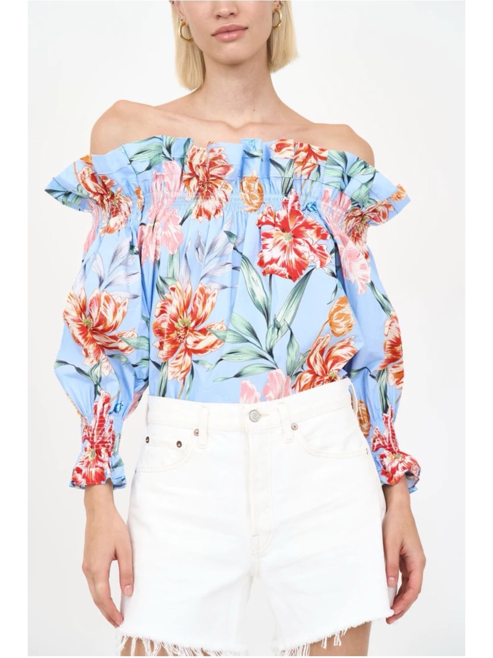 Christy Lynn / Regina Top in Blue Garden cotton voile
